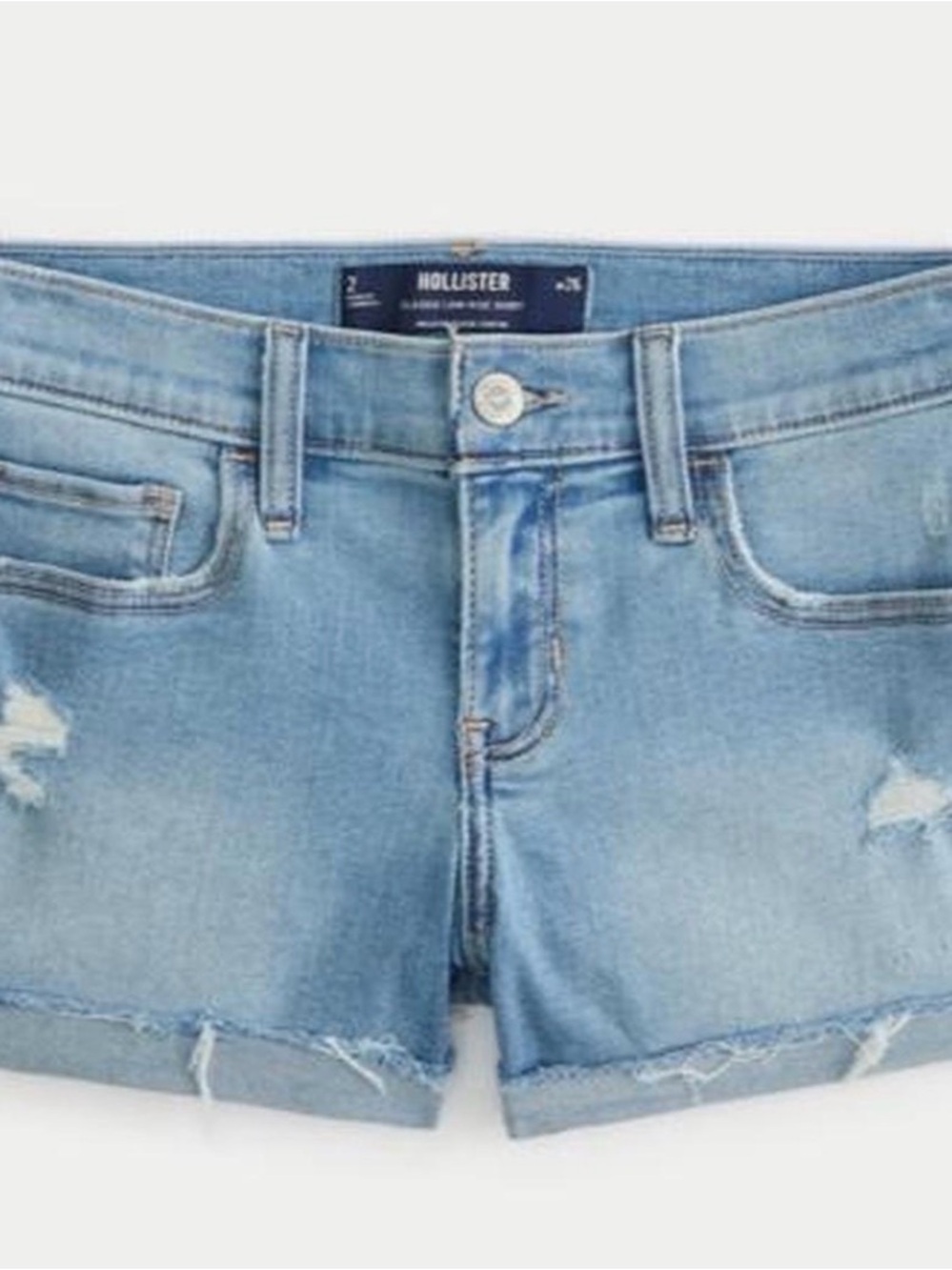 Hollister Light Wash Distressed Denim Cutoff Shorts